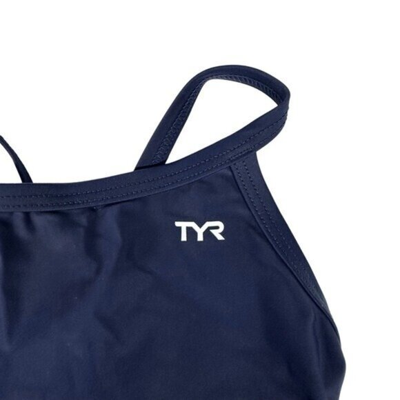 TYR eco Girl's 22 S 6/6X Solid Diamond Fit Swimsuit Solid Navy Blue UPF 50+ Team - Picture 3 of 7